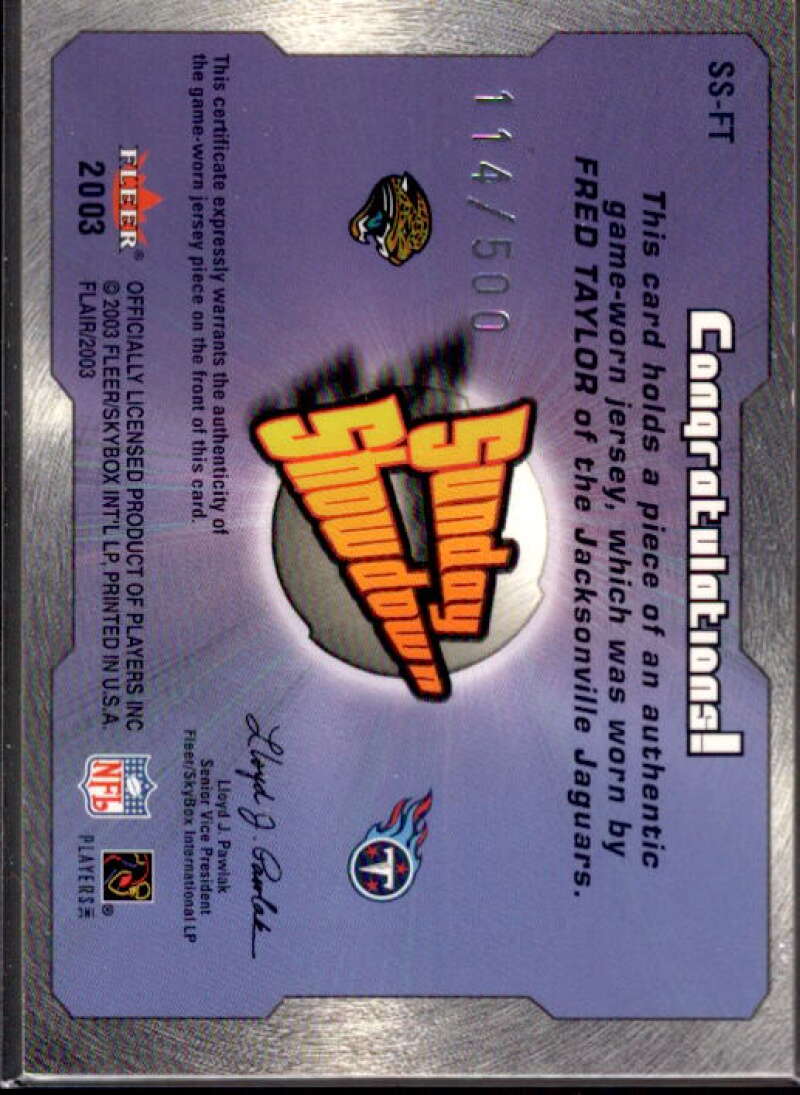 Fred Taylor JSY/Eddie George Card 2003 Flair Sunday Showdown Jerseys #SSFT  Image 2