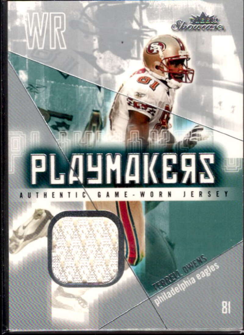 Terrell Owens Card 2004 Fleer Showcase Playmakers Game Used #TO1  Image 1