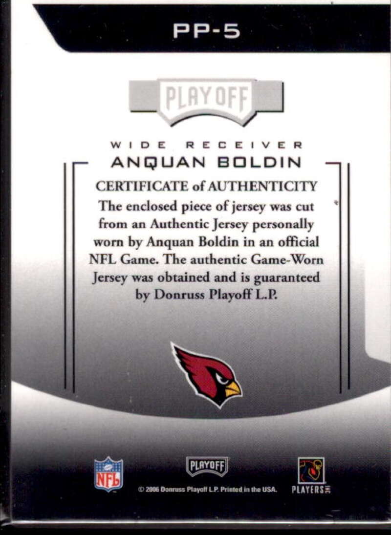 Anquan Boldin Card 2006 Playoff Prestige Prestigious Pros Jerseys Orange #5  Image 2