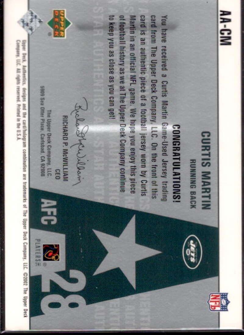 Curtis Martin Card 2002 UD Authentics All-Star Authentics #AACM  Image 2