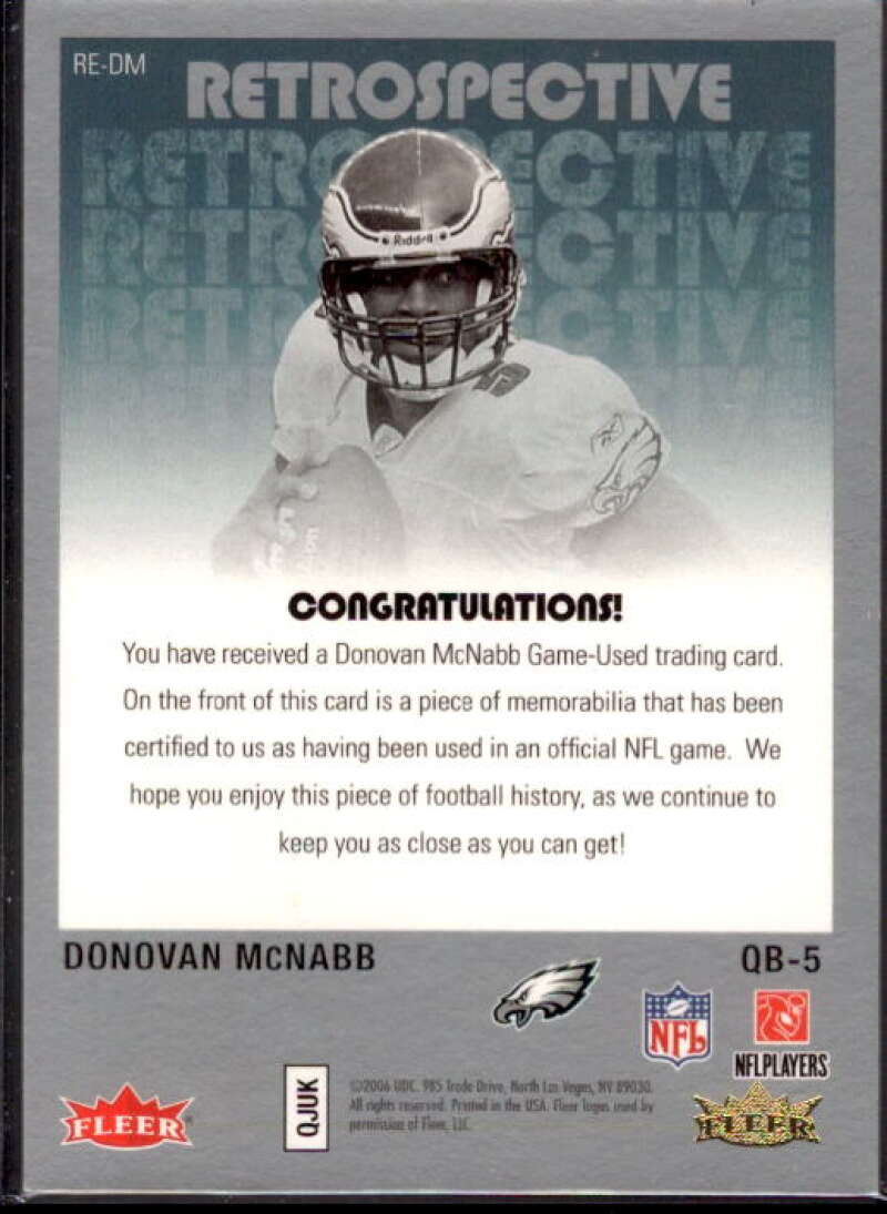 Donovan McNabb Card 2006 Hot Prospects Retrospective Jerseys #REDM  Image 2