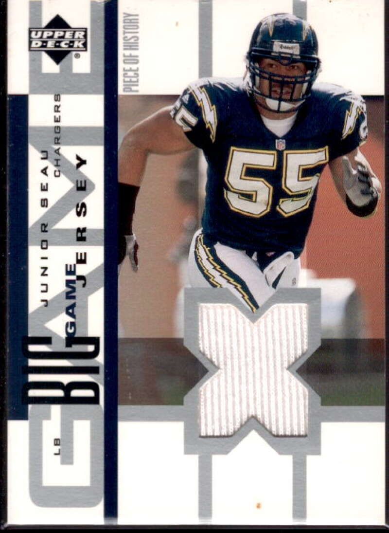 Junior Seau Card 2002 UD Piece of History The Big Game Jerseys #BGJJS  Image 1