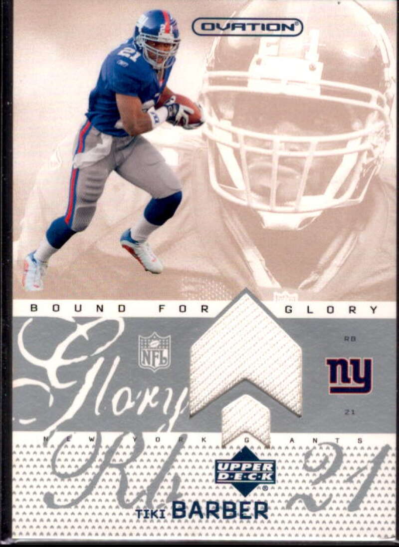 Tiki Barber Card 2002 Upper Deck Ovation Bound for Glory Jerseys #BGTB  Image 1