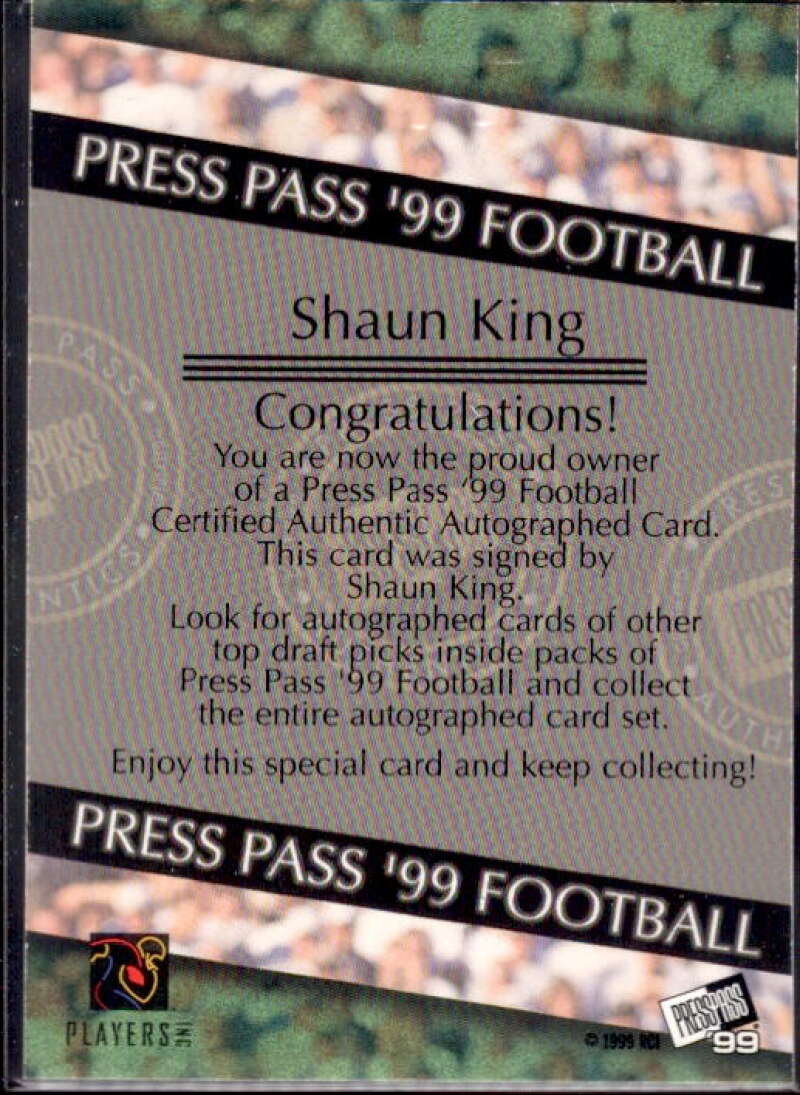 Shaun King Card 1999 Press Pass Autographs #18  Image 2