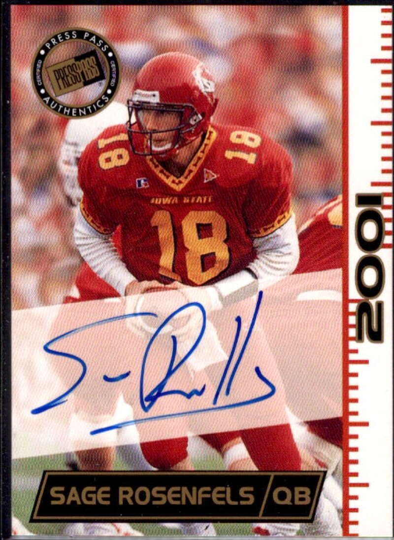 Sage Rosenfels Card 2001 Press Pass Autographs #39  Image 1