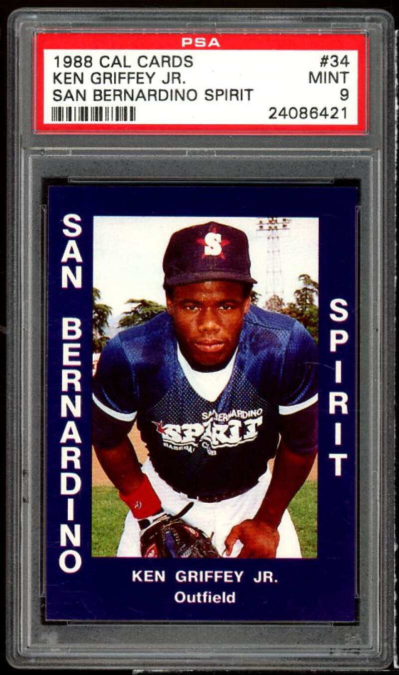 Ken Griffey Jr. Rookie Card 1988 Cal Cards San Bernadino Spirit #34 PSA 9 Image 1