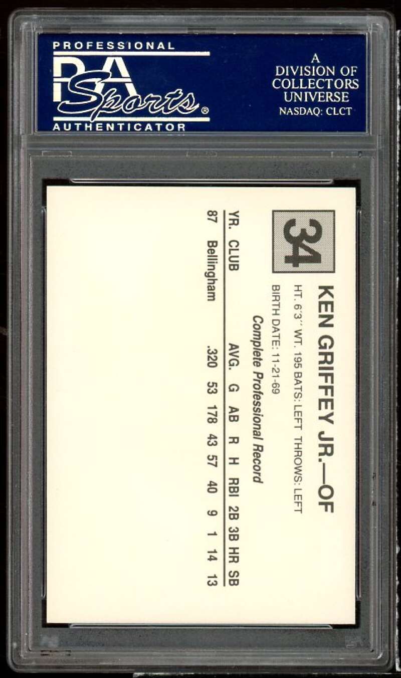 Ken Griffey Jr. Rookie Card 1988 Cal Cards San Bernadino Spirit #34 PSA 9 Image 2