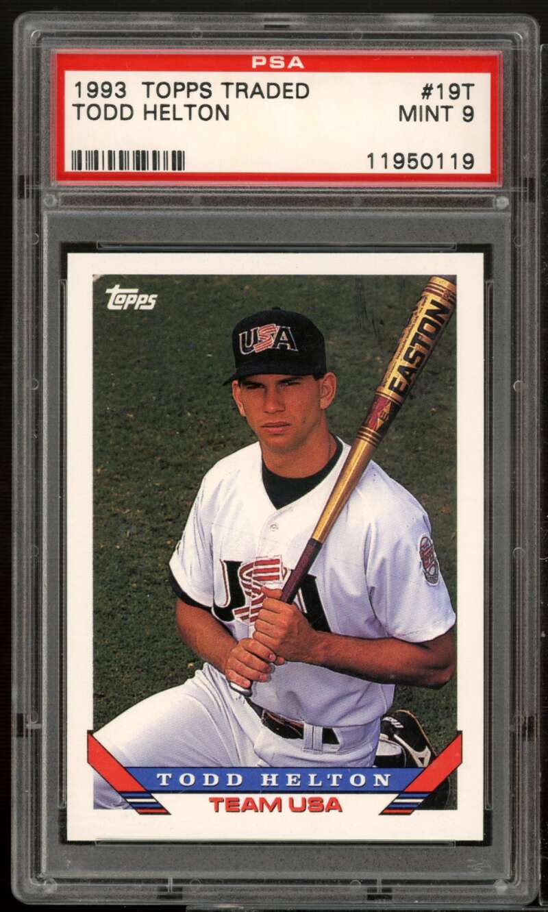 Todd Helton Rookie Card 1993 Topps Traded #19T PSA 9 Image 1