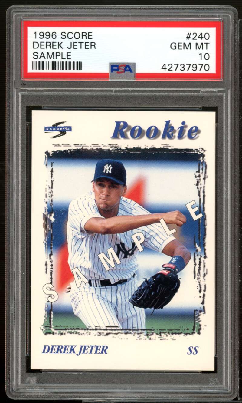 Derek Jeter Rookie Card 1996 Score Sample #240 PSA 10 Image 1