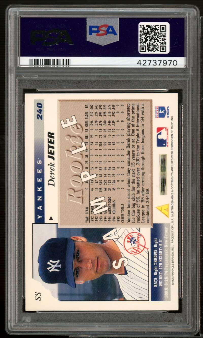 Derek Jeter Rookie Card 1996 Score Sample #240 PSA 10 Image 2