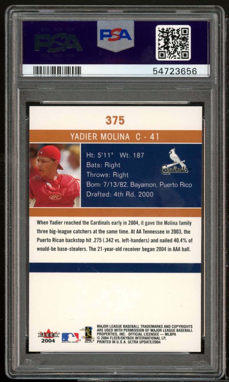 Yadier Molina Rookie Card 2004 Ultra #375 PSA 10 Image 2