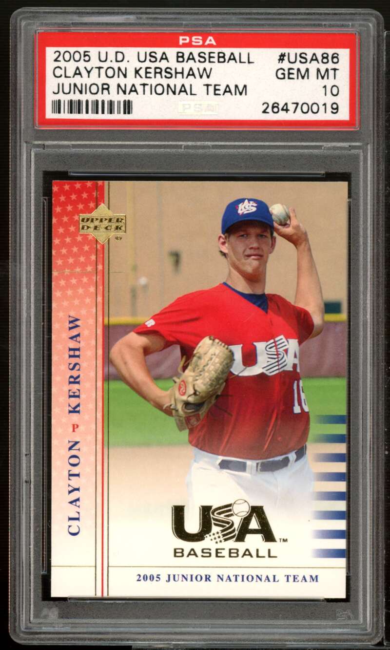 Clayton Kershaw Rookie Card 2005 UD USA National Junior Team #USA-86 PSA 10 Image 1