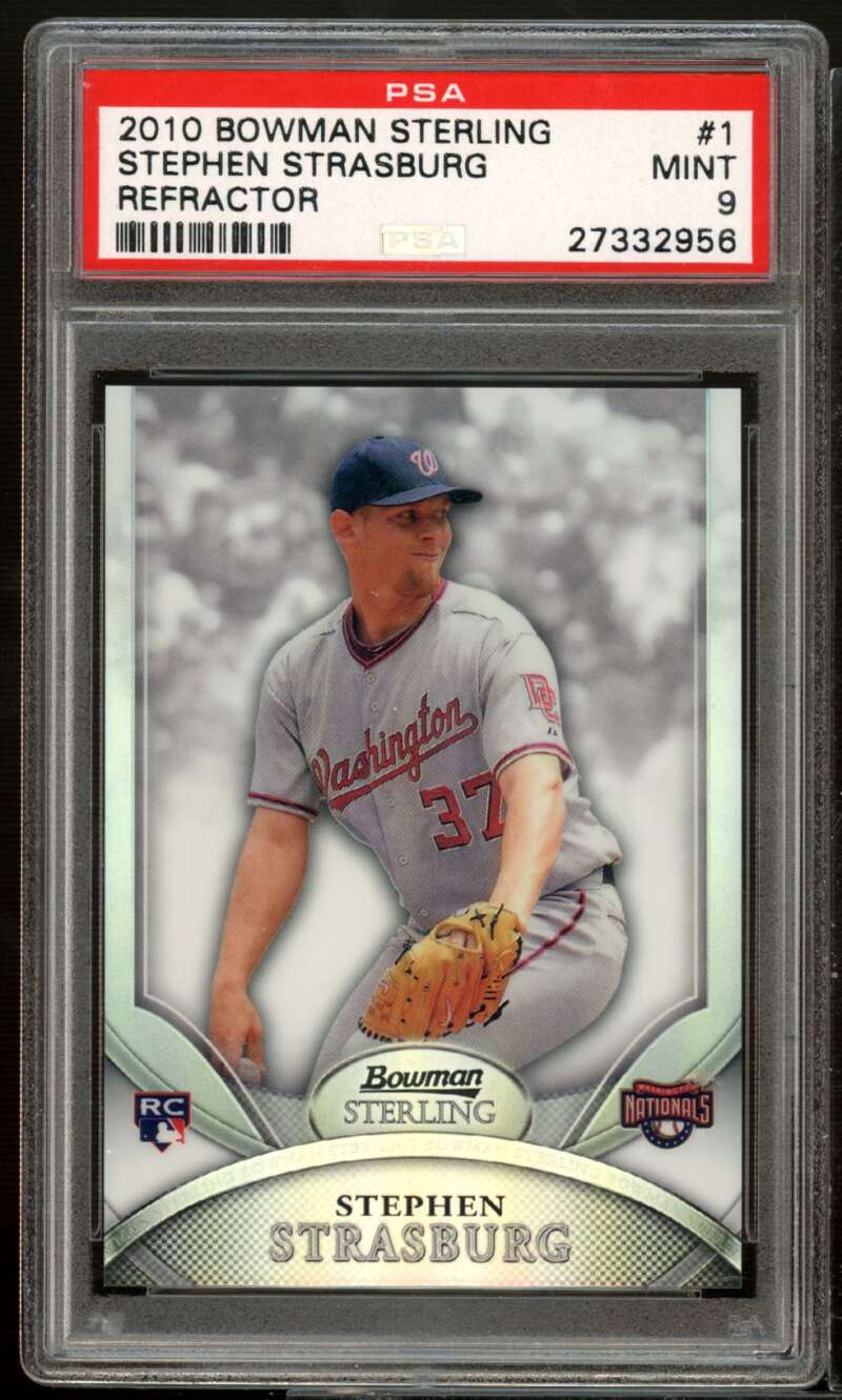 Stephen Strasburg Rookie Card 2010 Bowman Sterling Refractor #1 PSA 9 Image 1