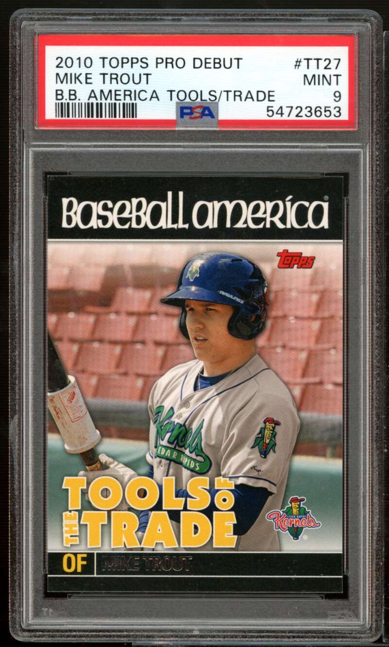 Mike Trout Rookie 2010 Topps Pro Debut Baseball America's Tools Trade #27 PSA 9 Image 1