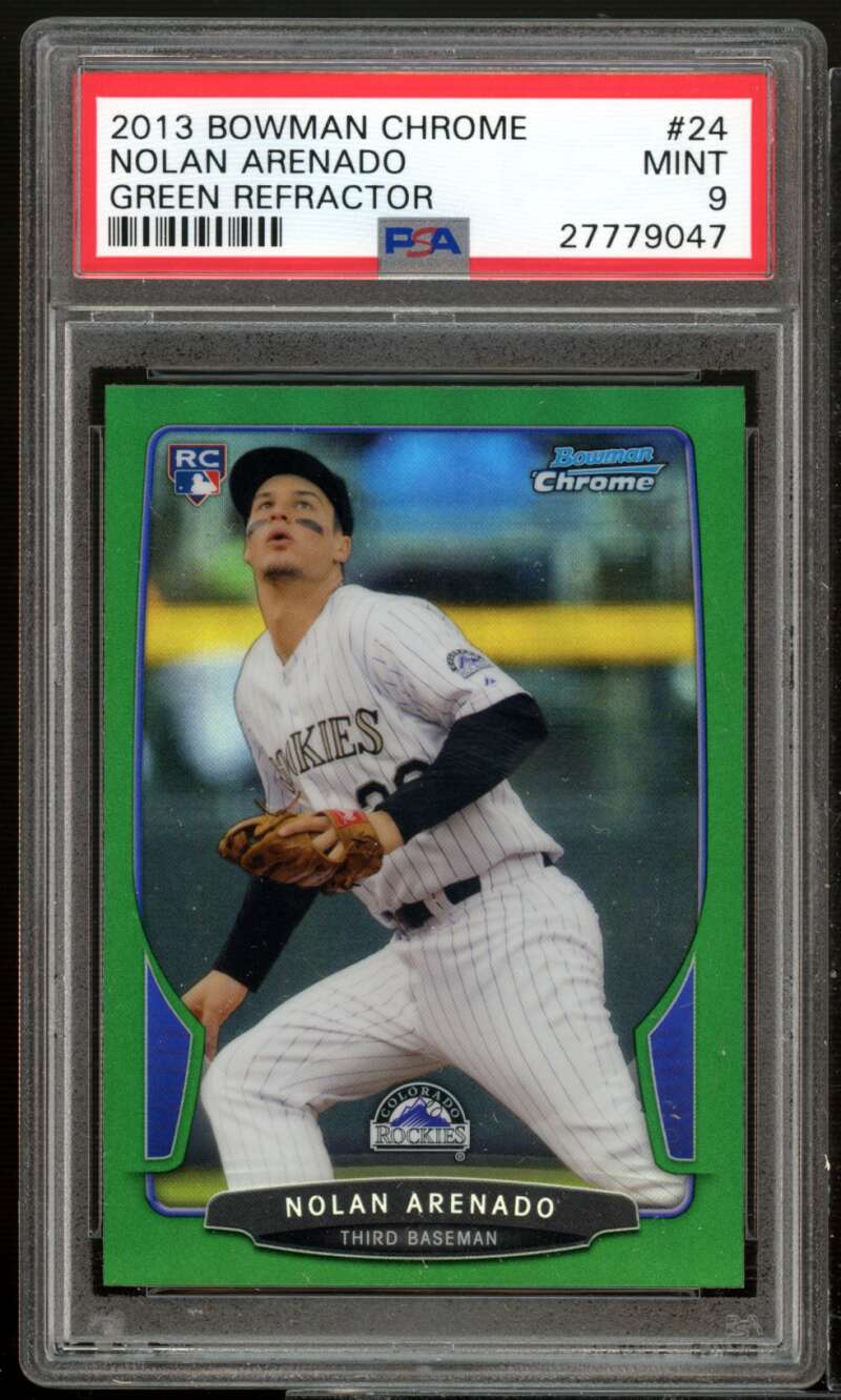 Nolan Arenado Rookie Card 2013 Bowman Chrome Green Refractor #24 PSA 9 Image 1