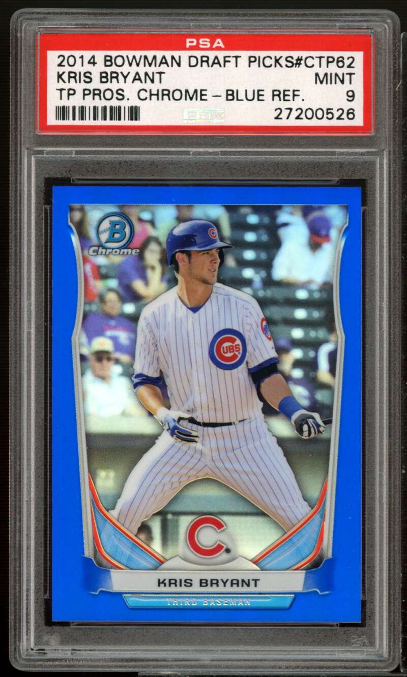 Kris Bryant Rookie 2014 Bowman Draft Picks Chrome Blue Refractor #ctp62 PSA 9 Image 1