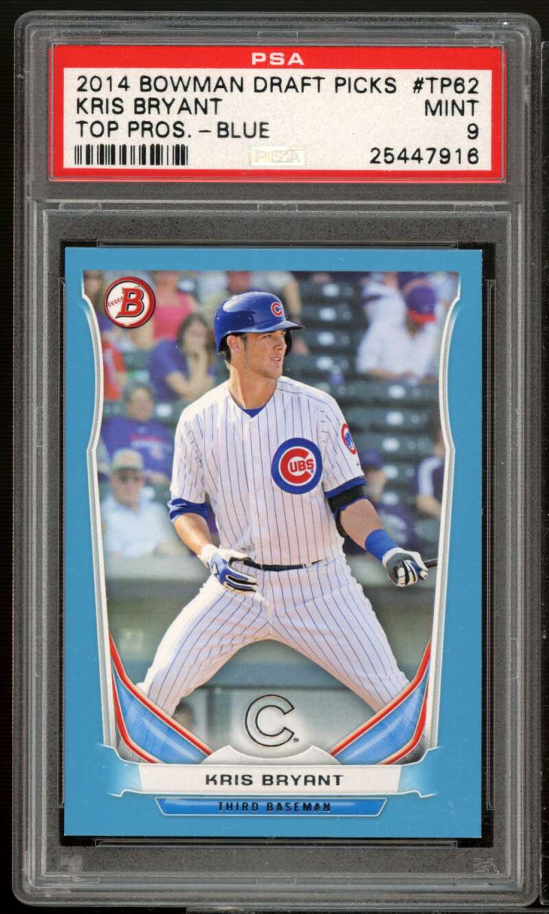 Kris Bryant Rookie Card 2014 Bowman Draft Top Prospects Blue #TP-62 PSA 9 Image 1