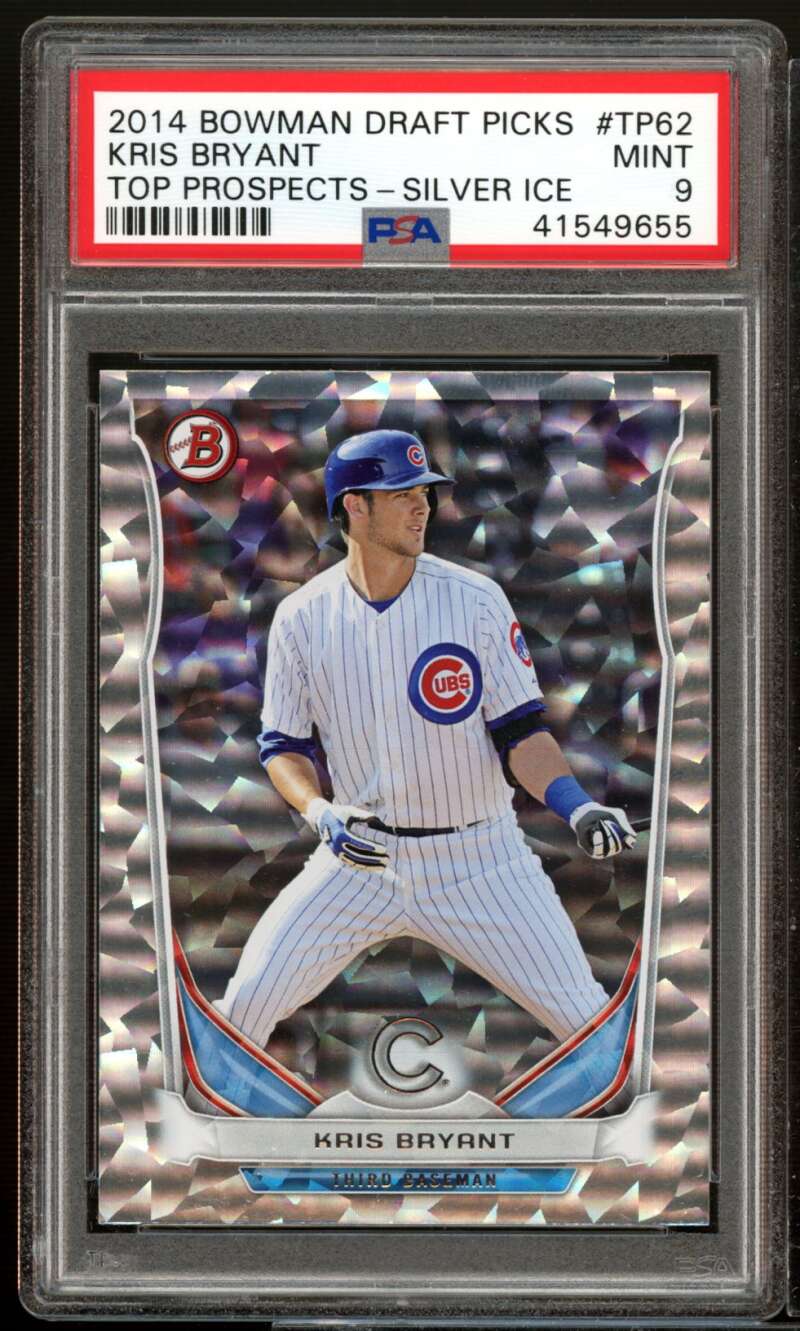 Kris Bryant Rookie Card 2014 Bowman Draft Top Prospects Silver Ice #TP-62 PSA 9 Image 1