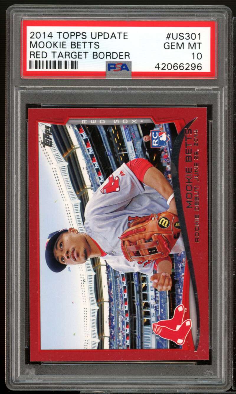 Mookie Betts Rookie Card 2014 Topps Update Target Red Border #US-301 PSA 10 Image 1