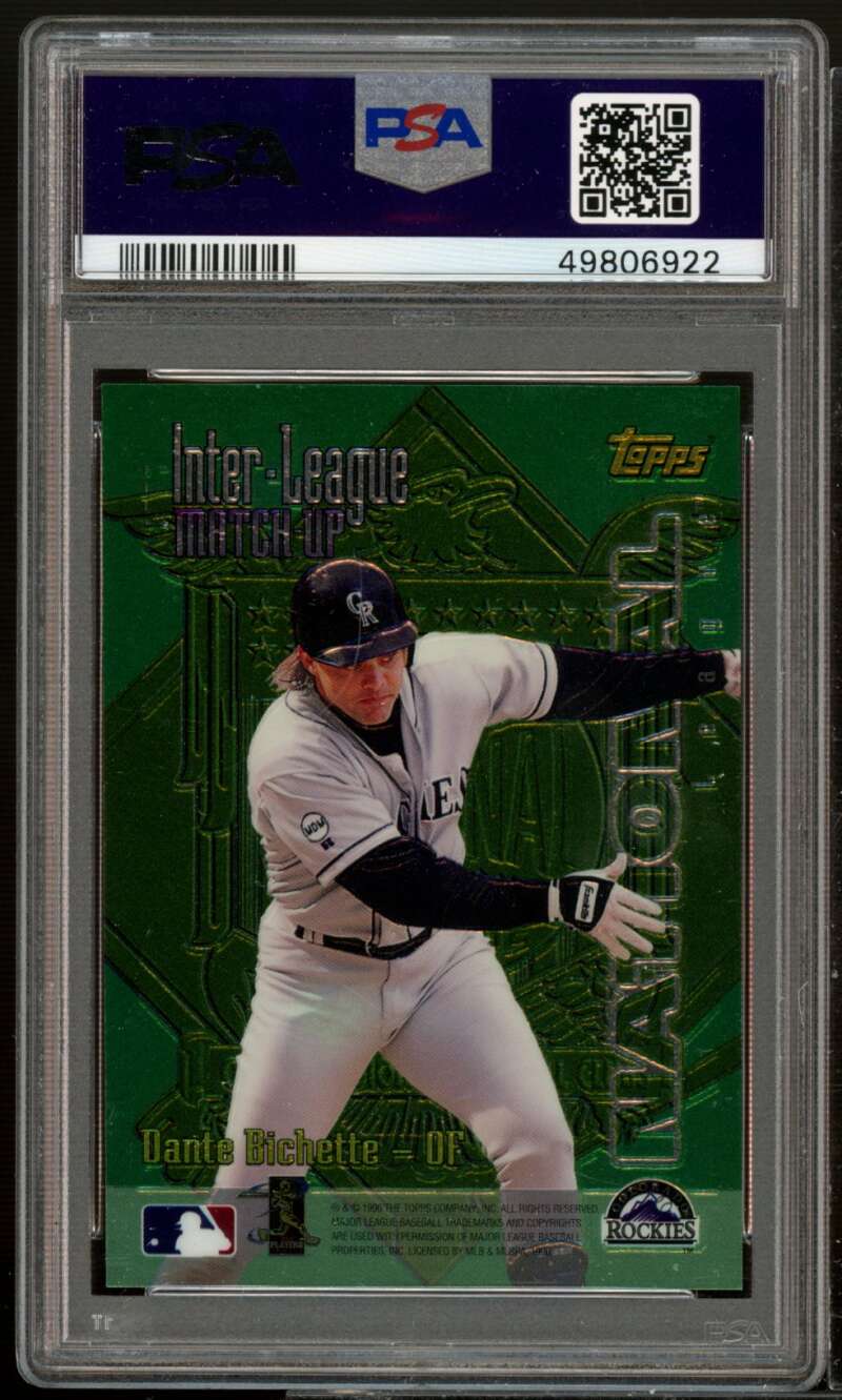 Dante Bichette / Ken Griffey Jr Card 1997 Topps Inter League Match Ups #3 PSA 10 Image 2