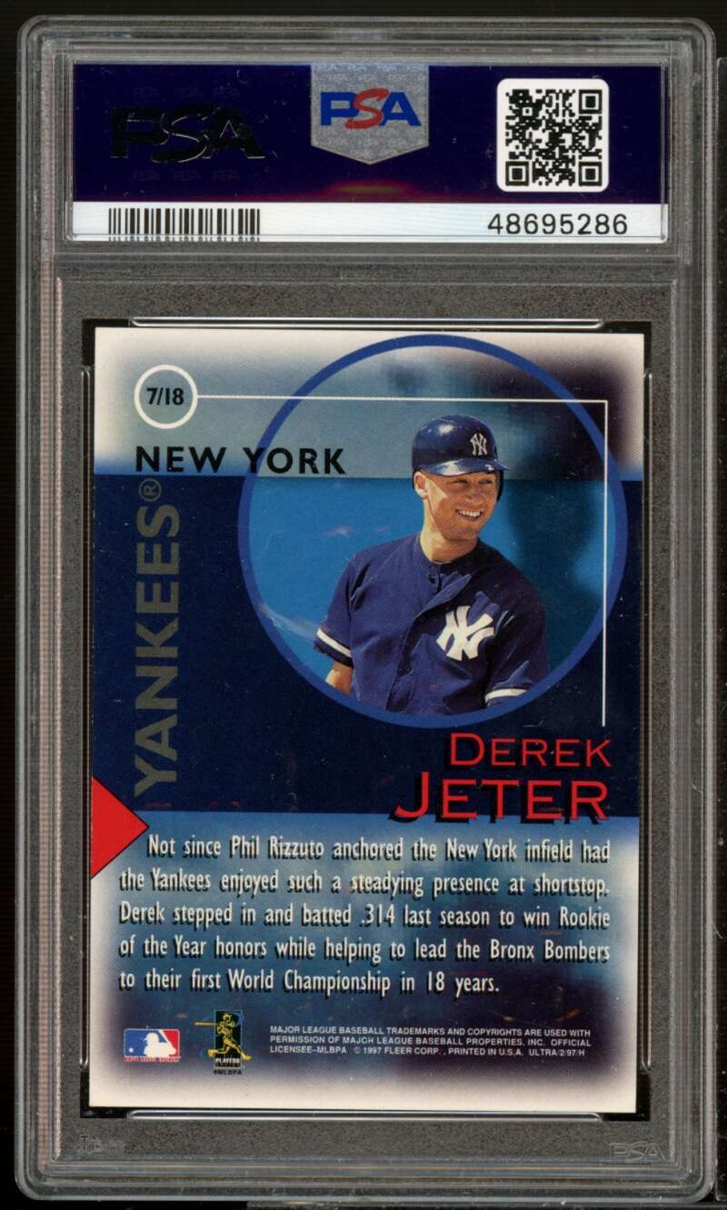 Derek Jeter Card 1997 Ultra Fame Game #7 PSA 10 Image 2