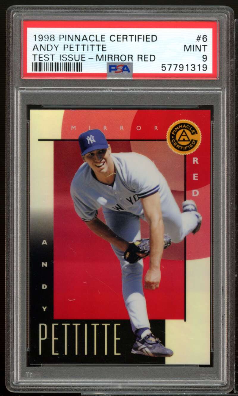 Andy Pettitte Card 1998 Pinnacle Certified Mirror Red Test Issue #6 PSA 9 Image 1