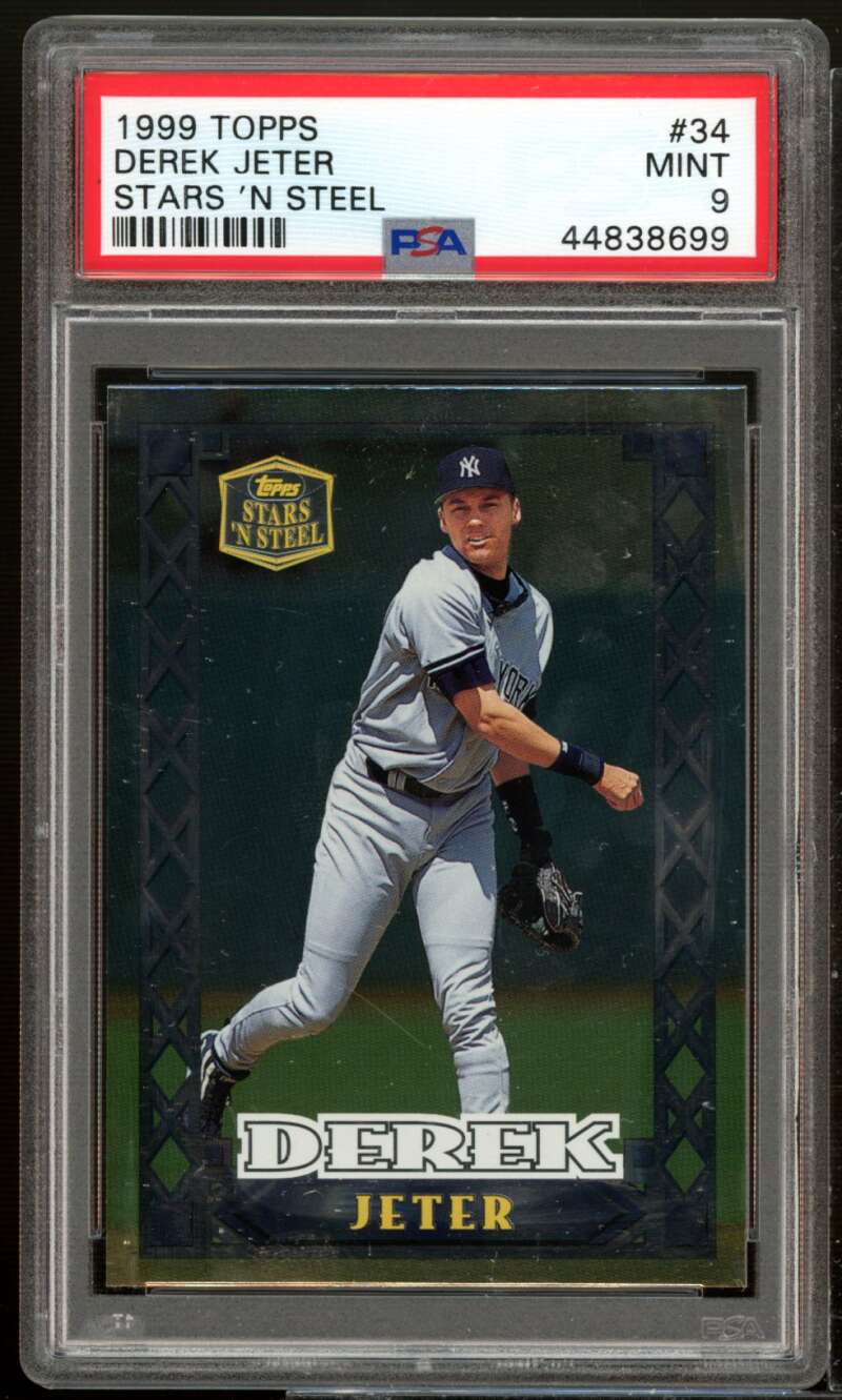 Derek Jeter Card 1999 Topps Stars 'N Steel #34 PSA 9 Image 1