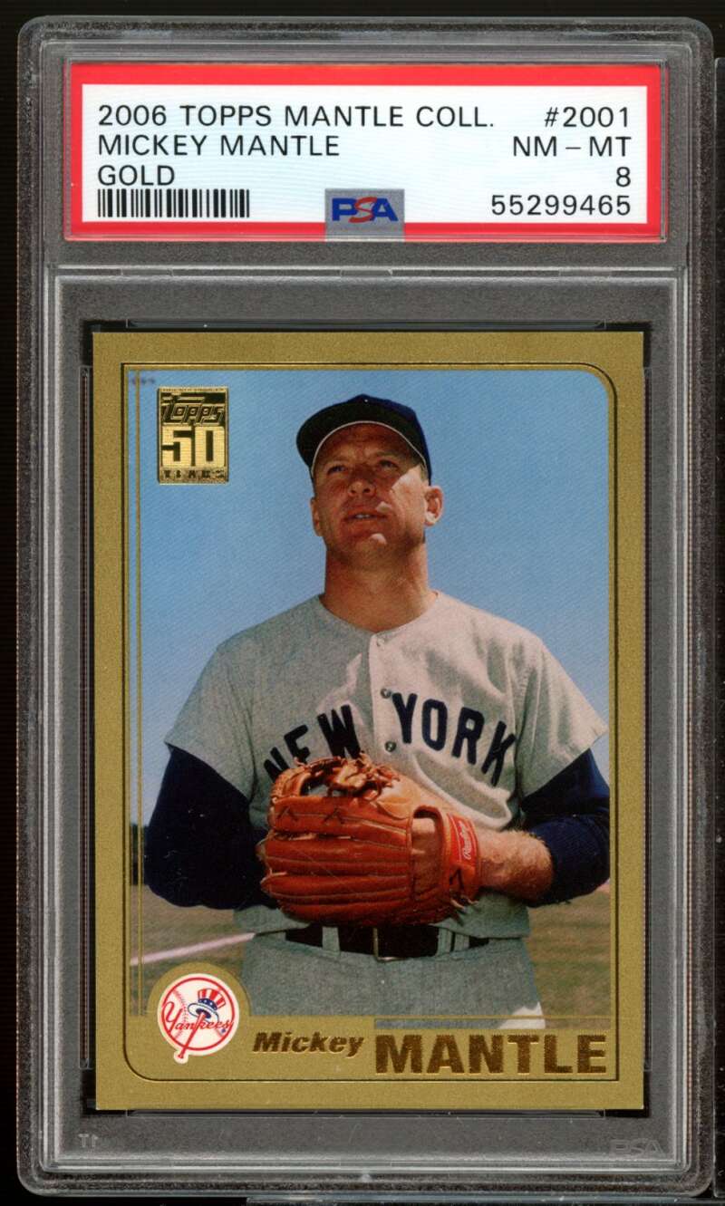 Mickey Mantle Card 2006 Topps Mantle Collection Gold #2001 PSA 8 Image 1