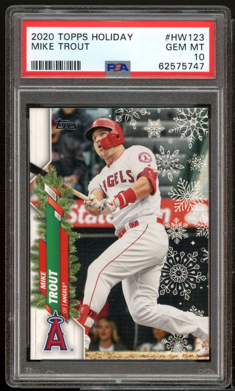 Mike Trout Card 2020 Topps Holiday #hw123 PSA 10 Image 1