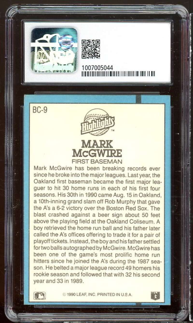 Mark McGwire Card 1991 Donruss Bonus Cards #BC-9 CSG 8 Image 2