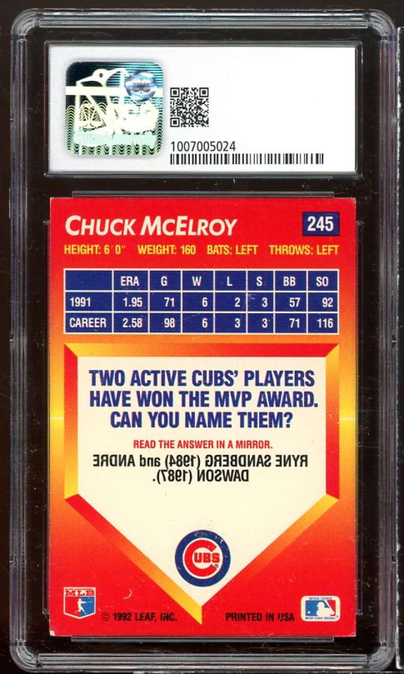Chuck McElroy Card 1992 Triple Play #245 CSG 5.5 Image 2
