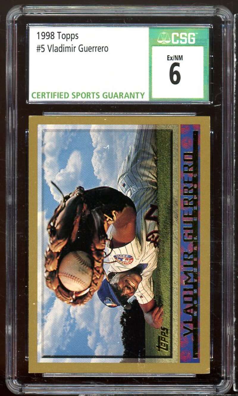 Vladimir Guerrero Card 1998 Topps #5 CSG 6 Image 1