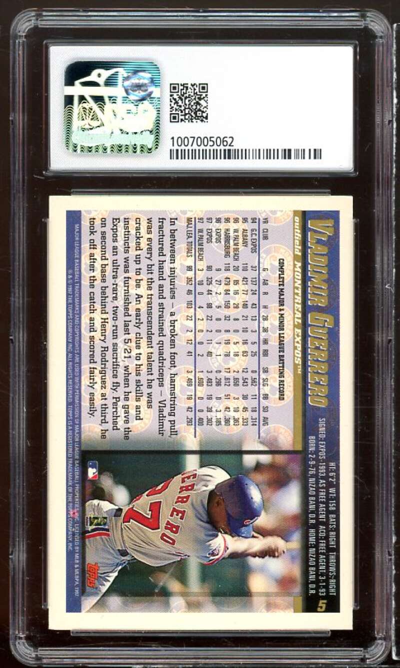 Vladimir Guerrero Card 1998 Topps #5 CSG 6 Image 2