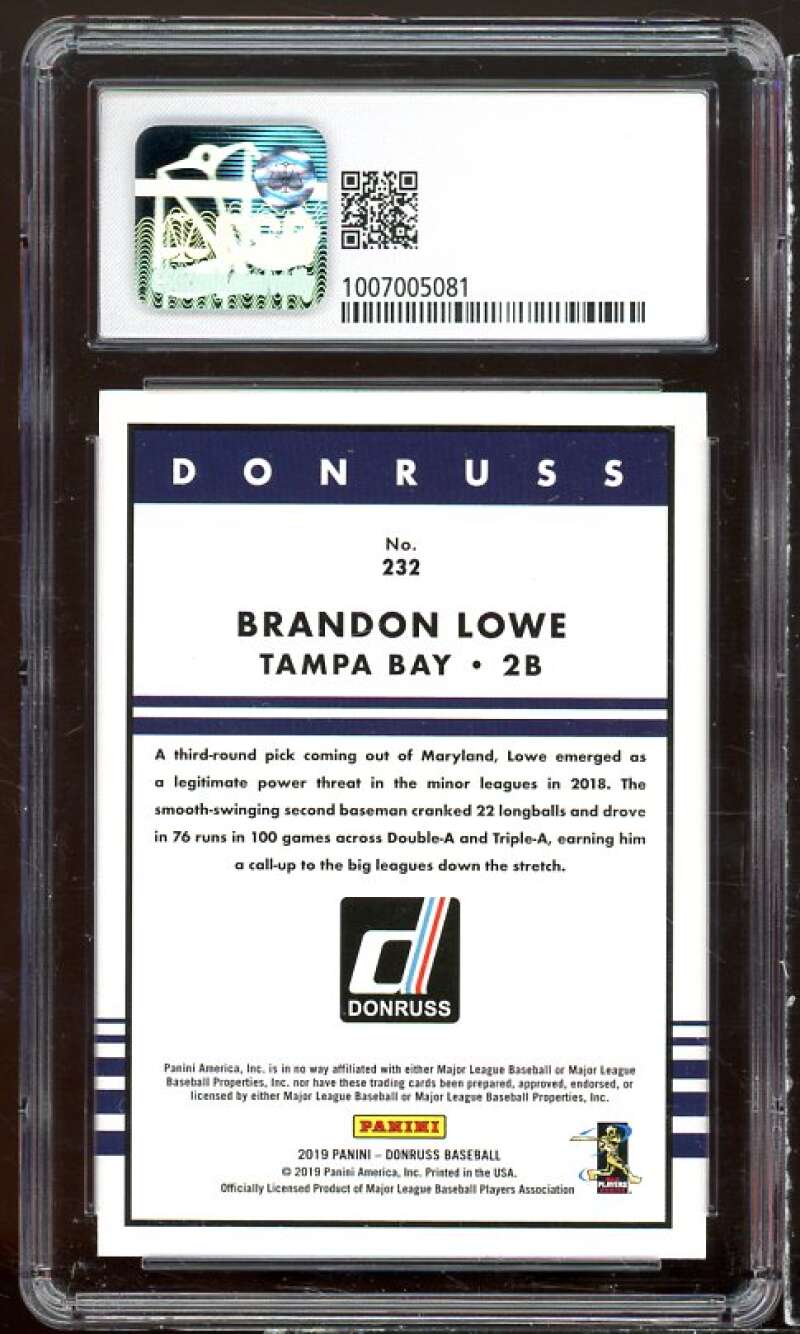 Brandon Lowe Rookie Card 2019 Donruss #232 CSG 8.5 Image 2