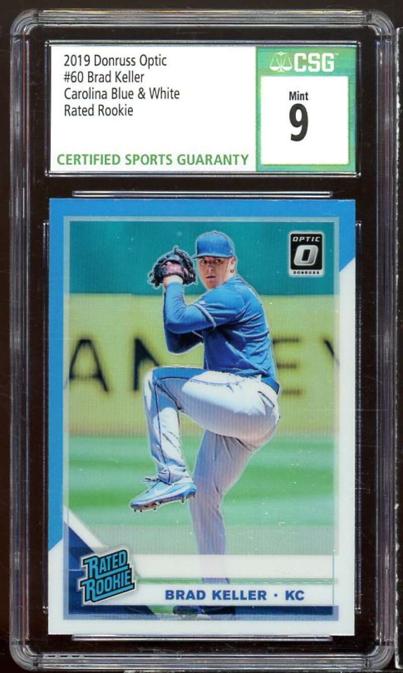 Brad Keller Rookie Card 2019 Donruss Optic Carolina Blue White #60 CSG 9 Image 1