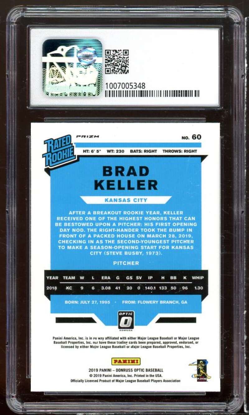 Brad Keller Rookie Card 2019 Donruss Optic Carolina Blue White #60 CSG 9 Image 2