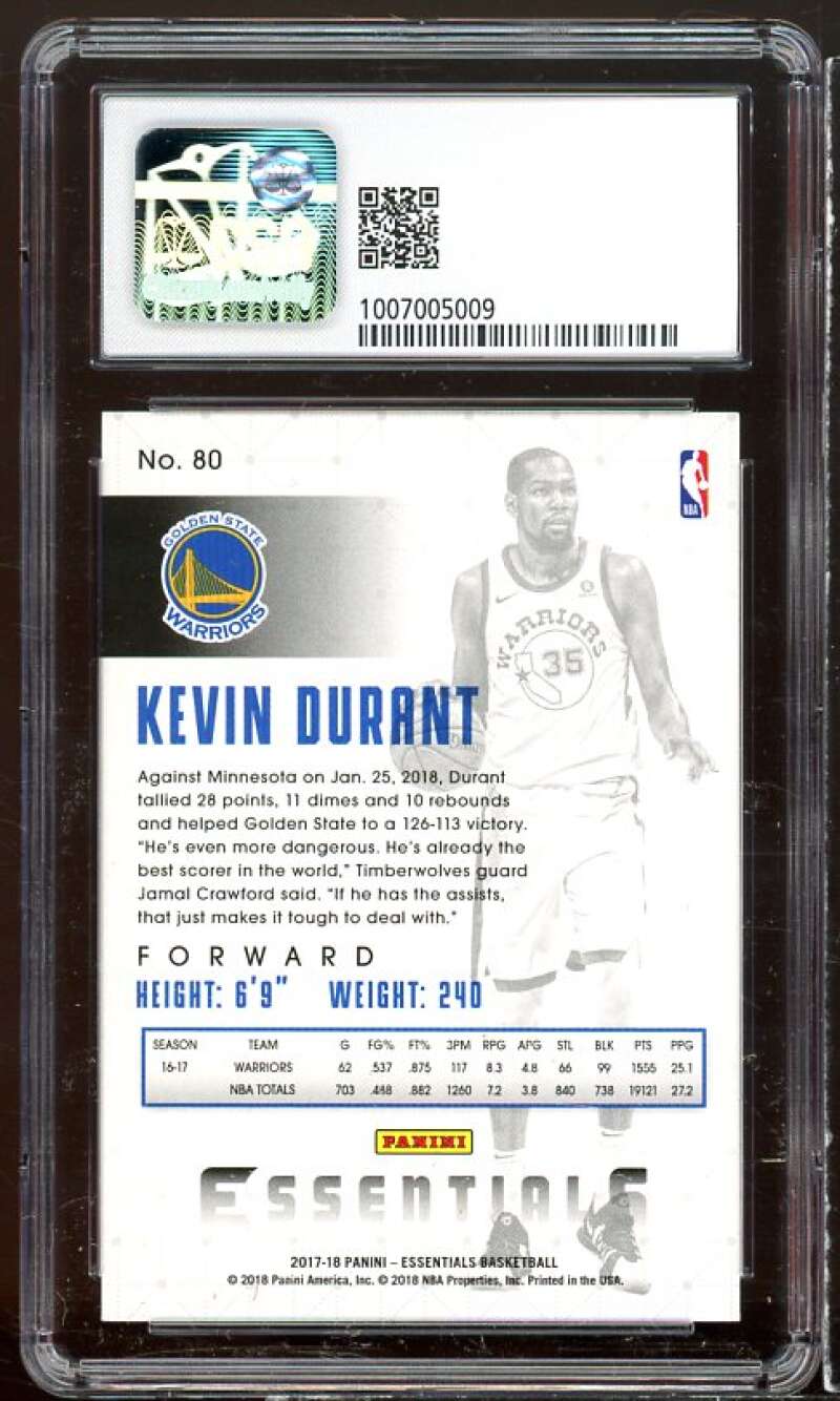 Kevin Durant Card 2017-18 Panini Essentials #80 CSG 8.5 Image 2