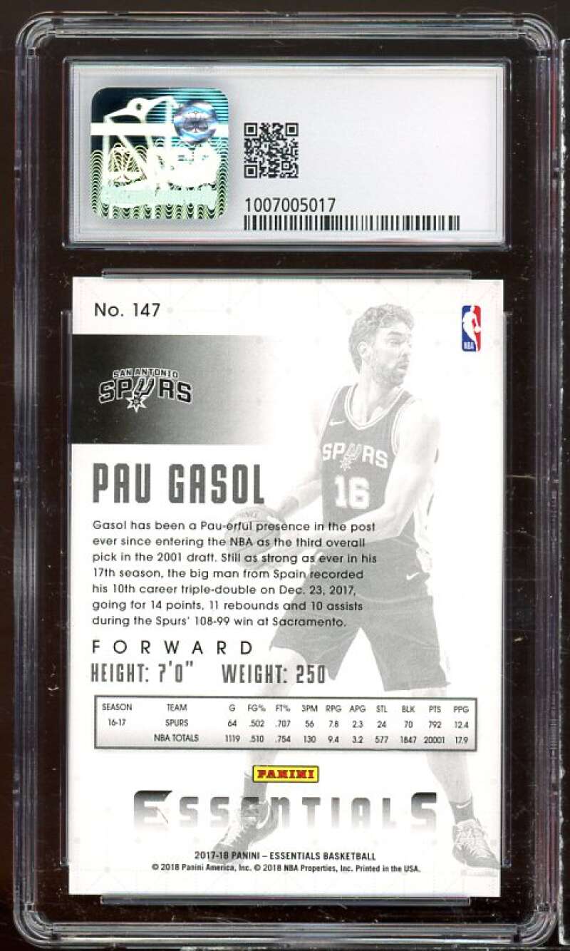 Pau Gasol Card 2017-18 Panini Essentials Green #147 CSG 9 Image 2