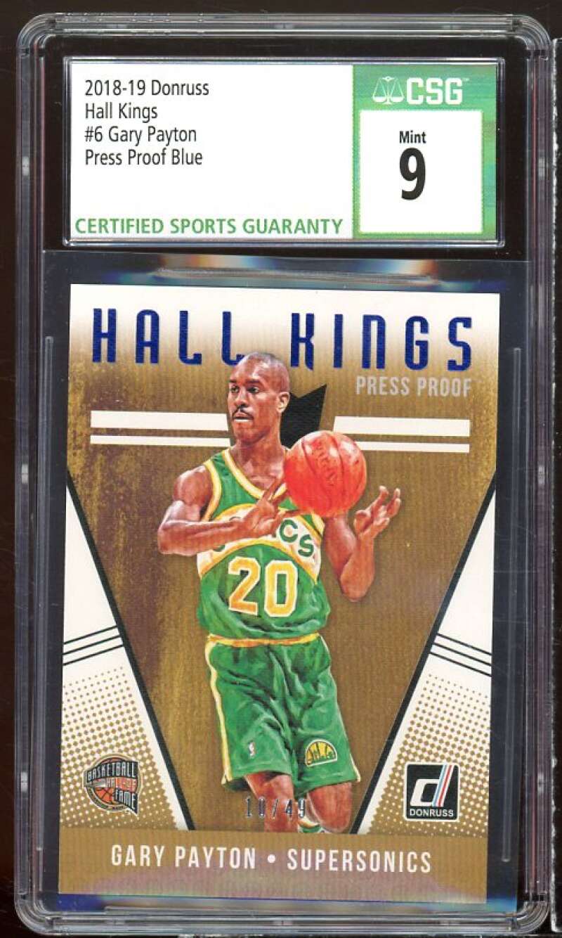 Gary Payton Card 2018-19 Donruss Hall Kings Press Proof Blue #6 CSG 9 Image 1