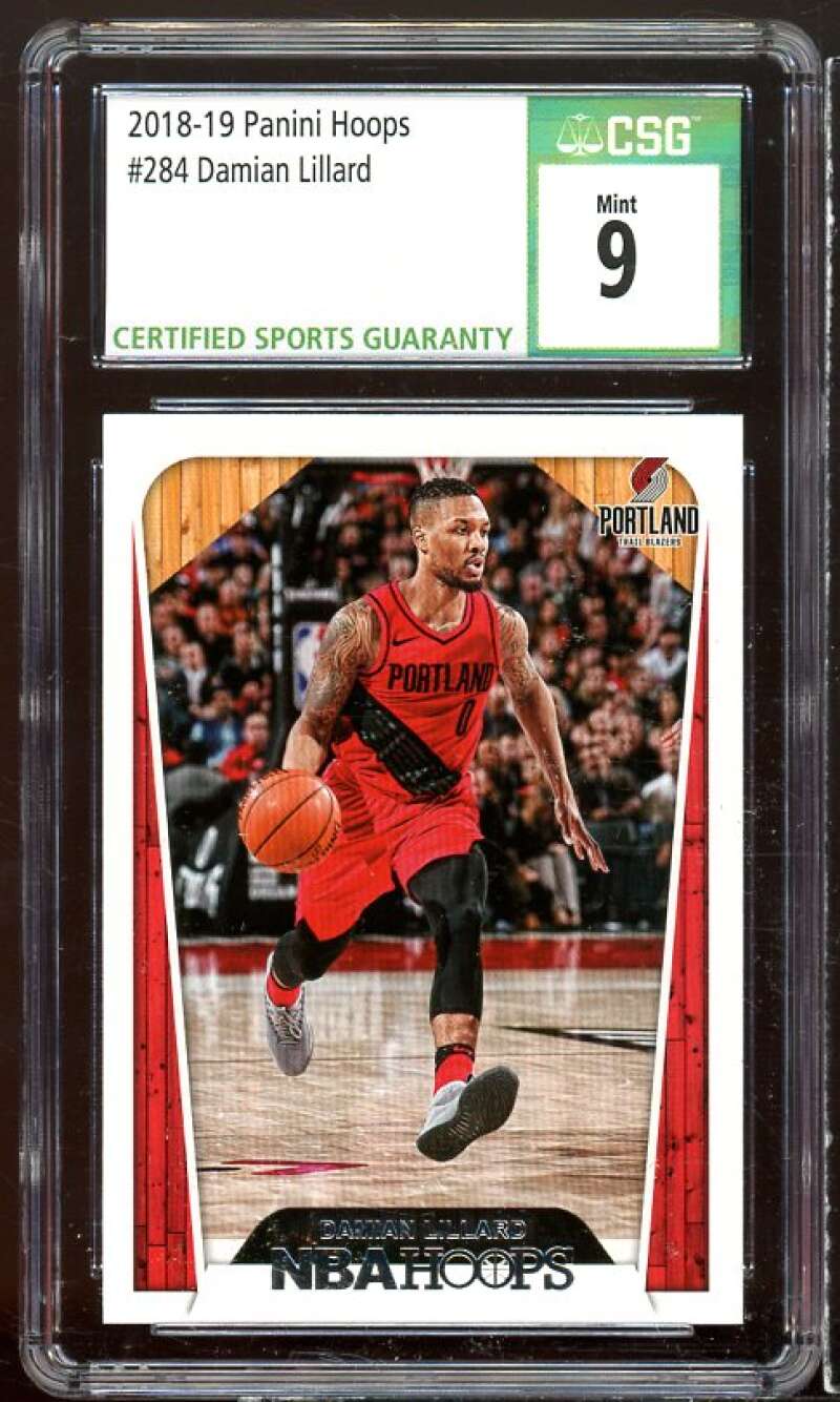 Damian Lillard Card 2018-19 Hoops #284 CSG 9 Image 1