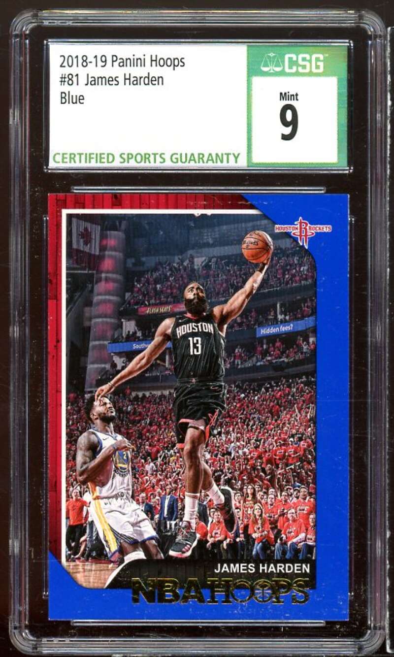 James Harden Card 2018-19 Hoops Blue #81 CSG 9 Image 1