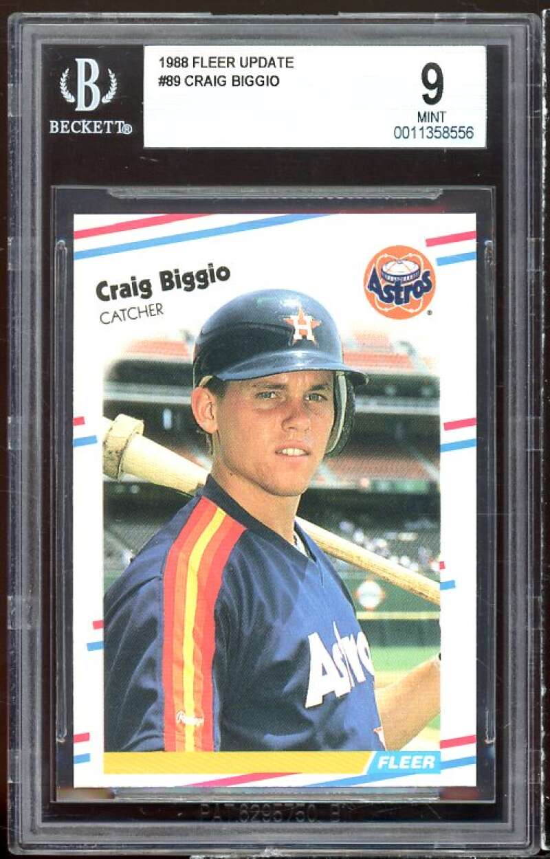 Craig Biggio Rookie Card 1988 Fleer Update #89 BGS 9 Image 1