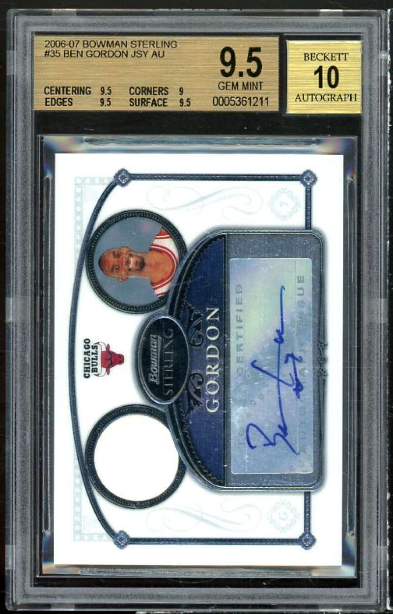 Ben Gordon Card 2006-07 Bowman Sterling Jsy Auto #35 BGS 9.5 (9.5 9 9.5 9.5) Image 1