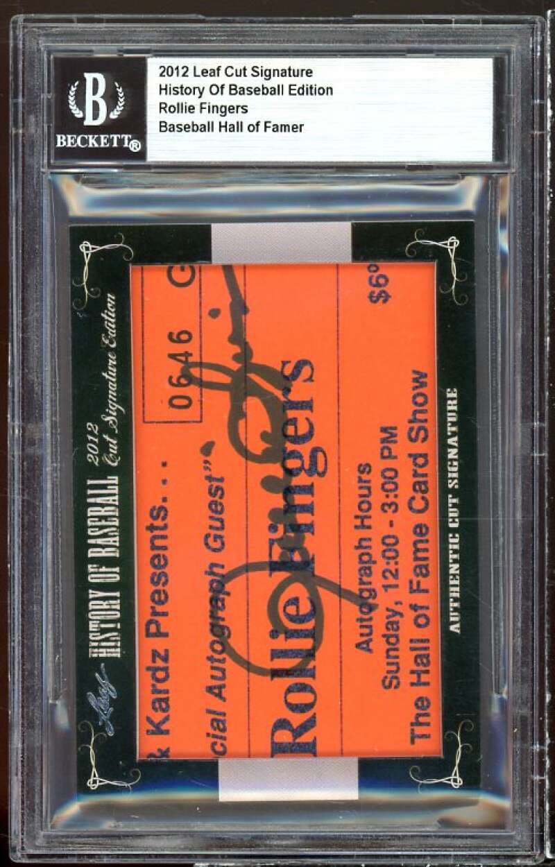 Rollie Fingers 2021 Leaf Cut Signature History Of Baseball #nno BGS Authentic Image 1