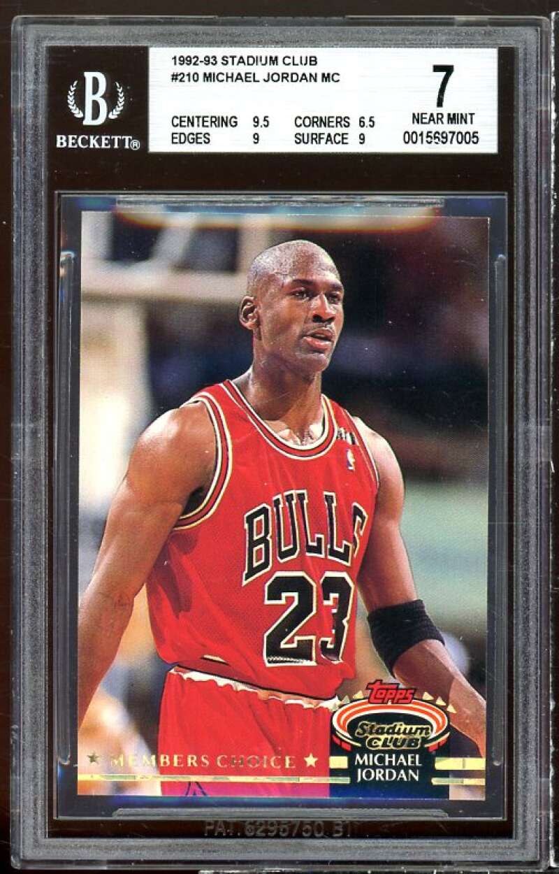 Michael Jordan Card 1992-93 Stadium Club #210 BGS 7 (9.5 6.5 9 9) Image 1