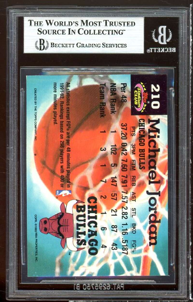 Michael Jordan Card 1992-93 Stadium Club #210 BGS 7 (9.5 6.5 9 9) Image 2