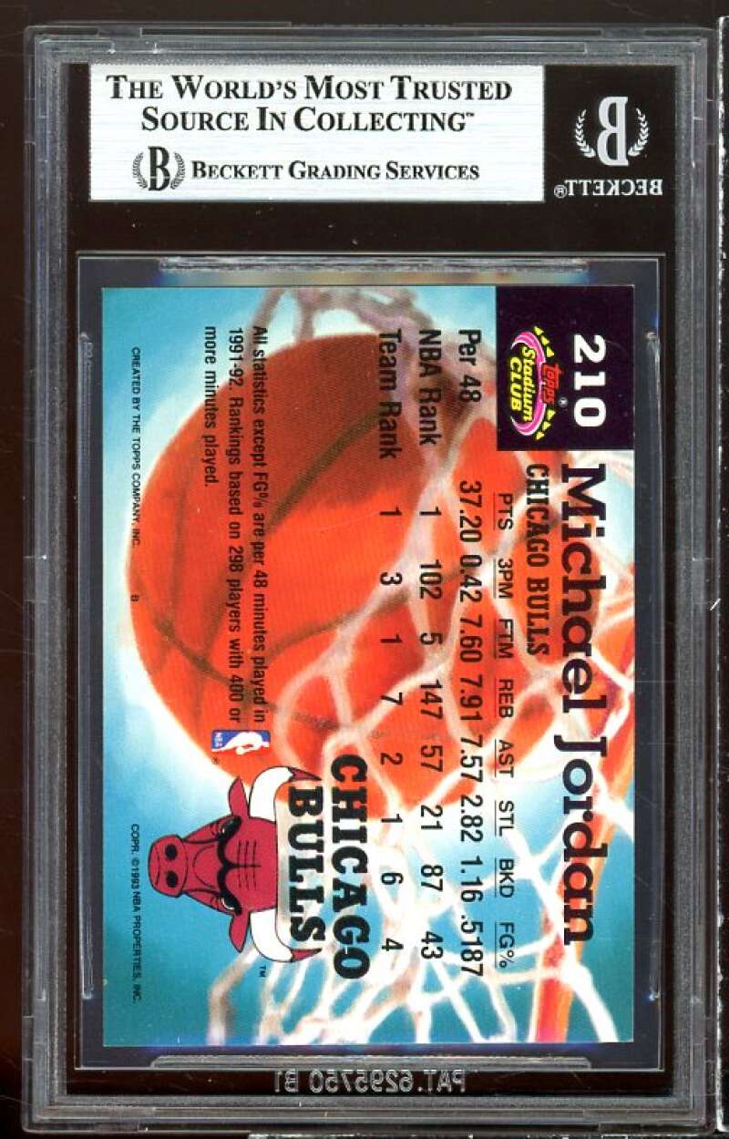 Michael Jordan Card 1992-93 Stadium Club #210 BGS 7.5 (9 7 9 7.5) Image 2