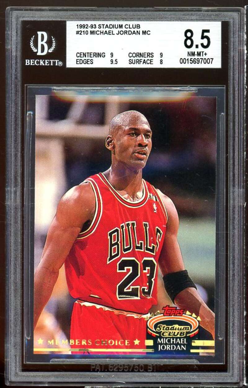 Michael Jordan Card 1992-93 Stadium Club #210 BGS 8.5 (9 9 9.5 8) Image 1