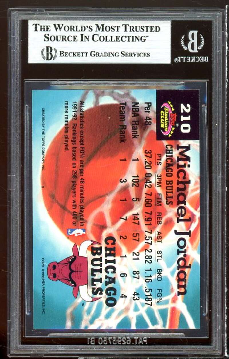 Michael Jordan Card 1992-93 Stadium Club #210 BGS 8.5 (9 9 9.5 8) Image 2