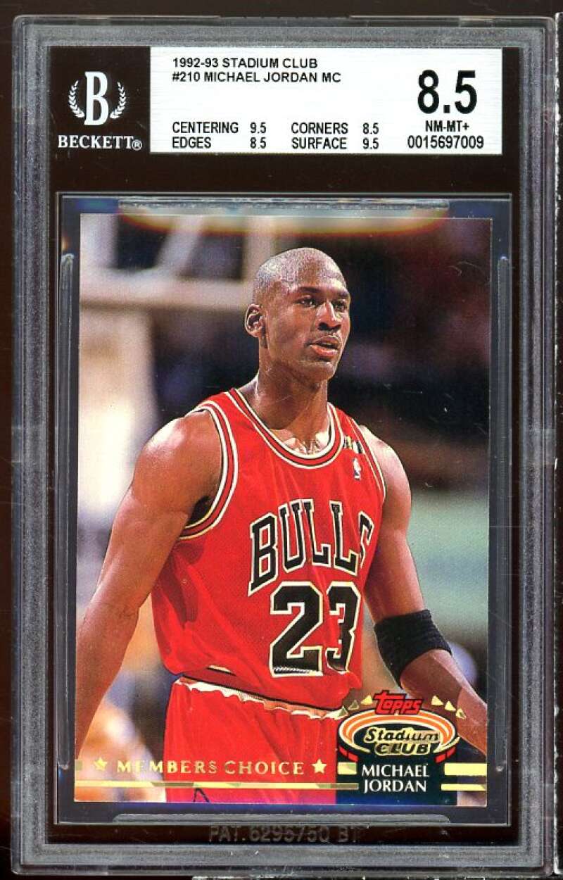 Michael Jordan Card 1992-93 Stadium Club #210 BGS 8.5 (9.5 8.5 9.5 9.5) Image 1